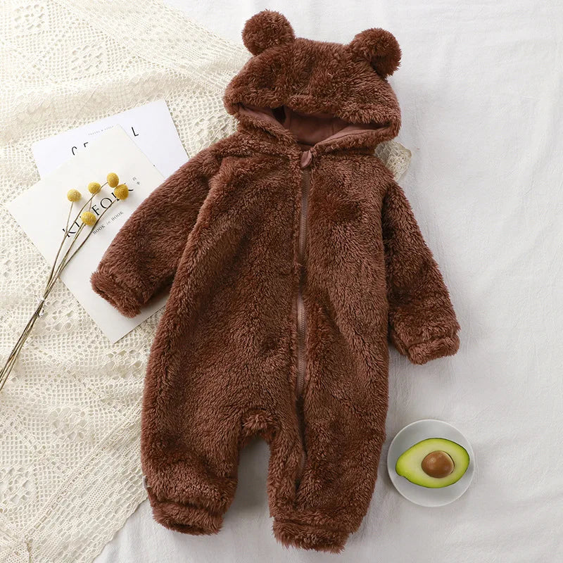 Cute Bear Hooded Baby Romper - Brown / 120 (24-36M) - VITALS Demo Store