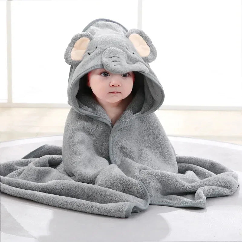 Cartoon Baby Hooded Towel - gray elephant - VITALS Demo Store