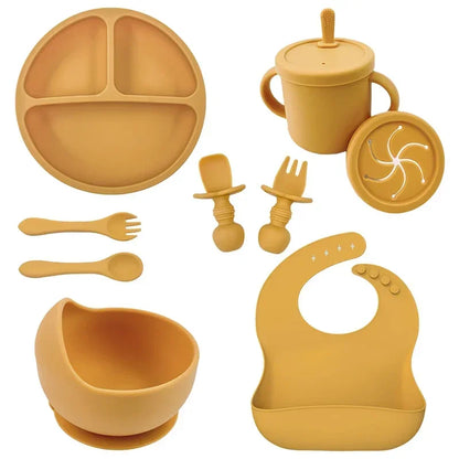 Silicone Baby Feeding Set - Yellow 9PCS Set - VITALS Demo Store