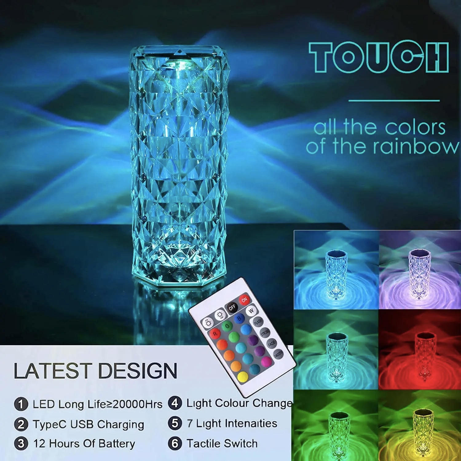 Rechargeable 16 Colors RGB Rose LED Night Light - VITALS Demo Store