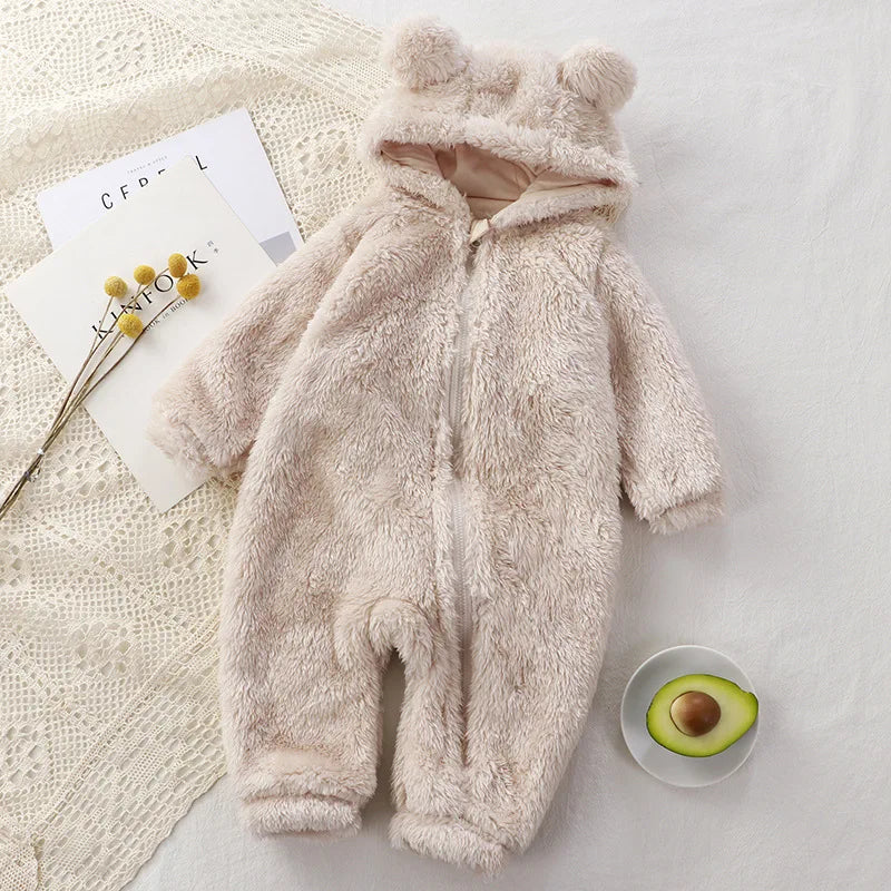 Cute Bear Hooded Baby Romper - Beige / 120 (24-36M) - VITALS Demo Store